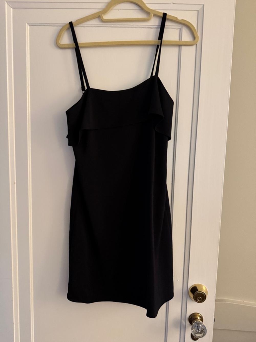 Alice + Olivia Black Ruffle Slip Mini Dress with Straps